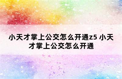 小天才掌上公交怎么开通z5 小天才掌上公交怎么开通